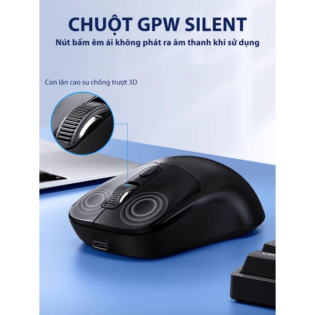 Chuột Không Dây 2 Mode Bluetooth & Wireless 2.4G, Sạc Type-C, Chuột Gaming Thiết Kế Công Thái Học | BigBuy360 - bigbuy360.vn