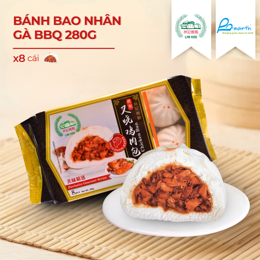 Bánh Bao Gà BBQ Lim Kee (BBQ Chicken Pau) 280g (8 Bánh) - Vị Singapore, Bánh Bao Đông Lạnh, Ăn Sáng,