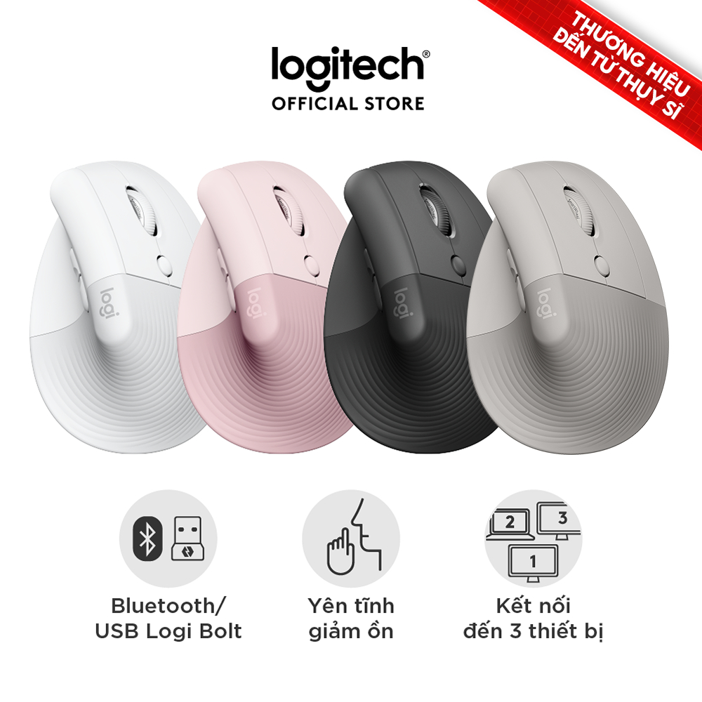 [Livestream] Chuột công thái học không dây Logitech Lift Vertical - Bluetooth | USB, giảm ồn, Win/ M
