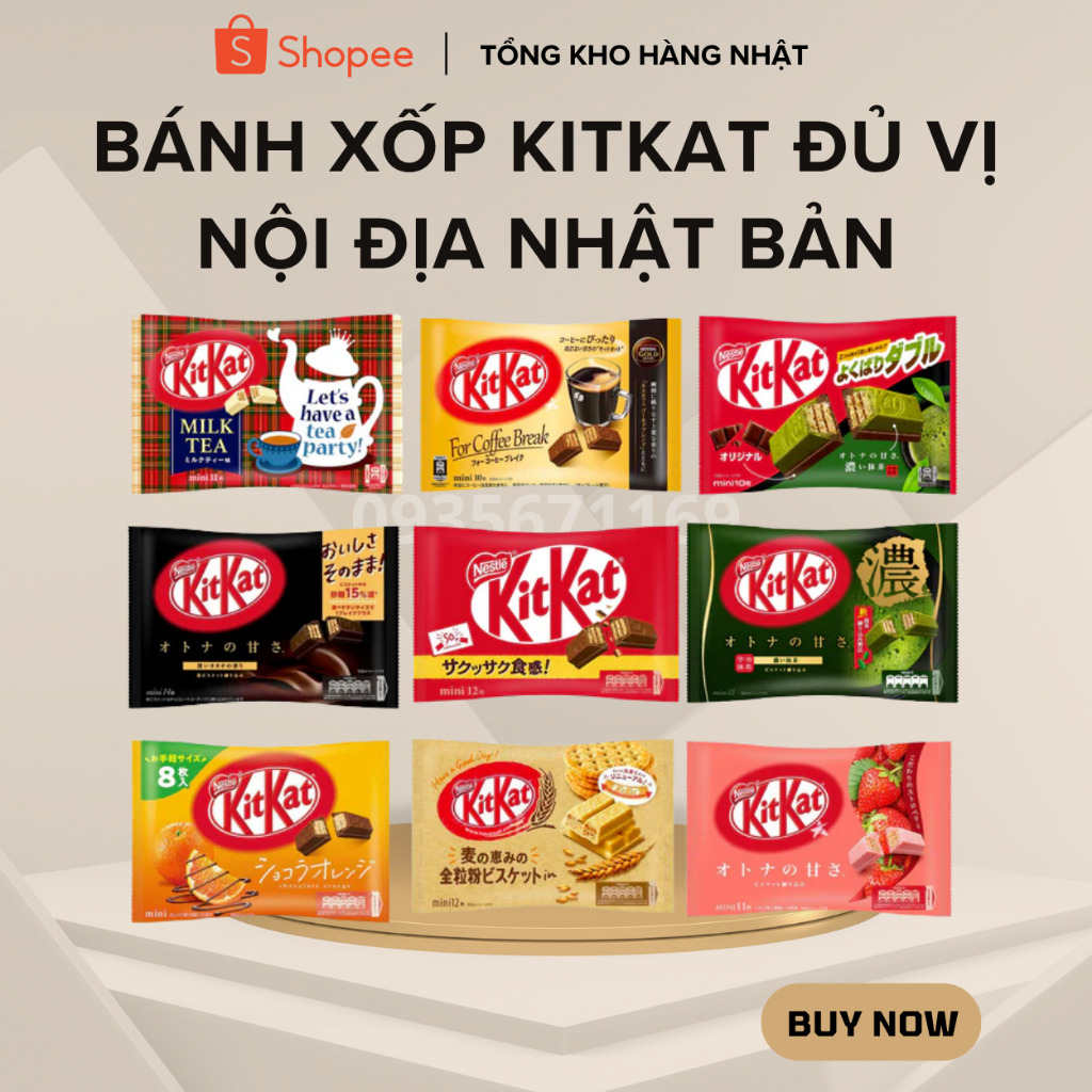 [XẢ KHO] KitKat Nhật nội địa – Bánh socola giòn xốp, đủ vị truyền thống/matcha/dâu/cam/socola đen