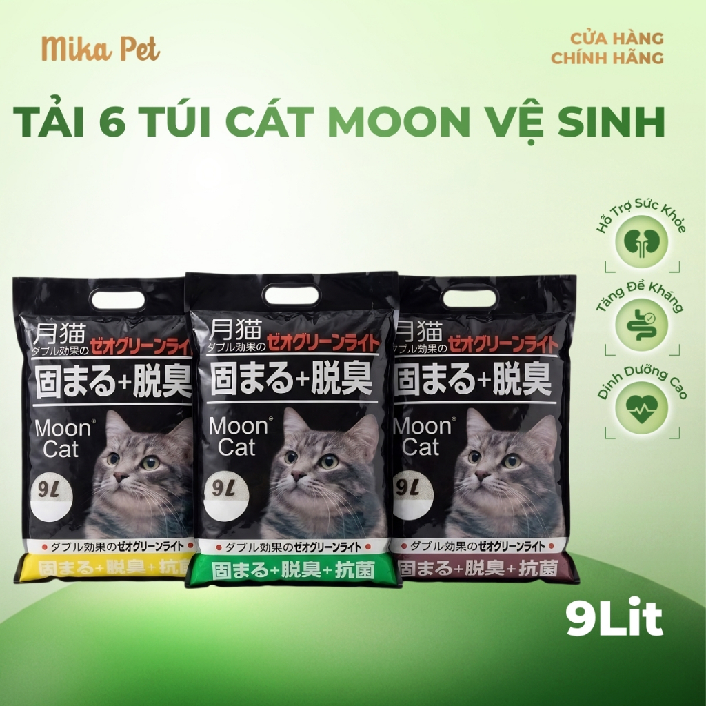 Cát vệ sinh cho mèo -  Nhật đen Moon Cat - tải 6 túi 9L-Petshop MewMew