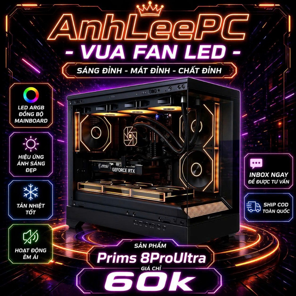 Prims 4Ultra/8proDC ARGB bản nâng cấp của 4RS - Quạt tản nhiệt gương vô cực full viền sync Main