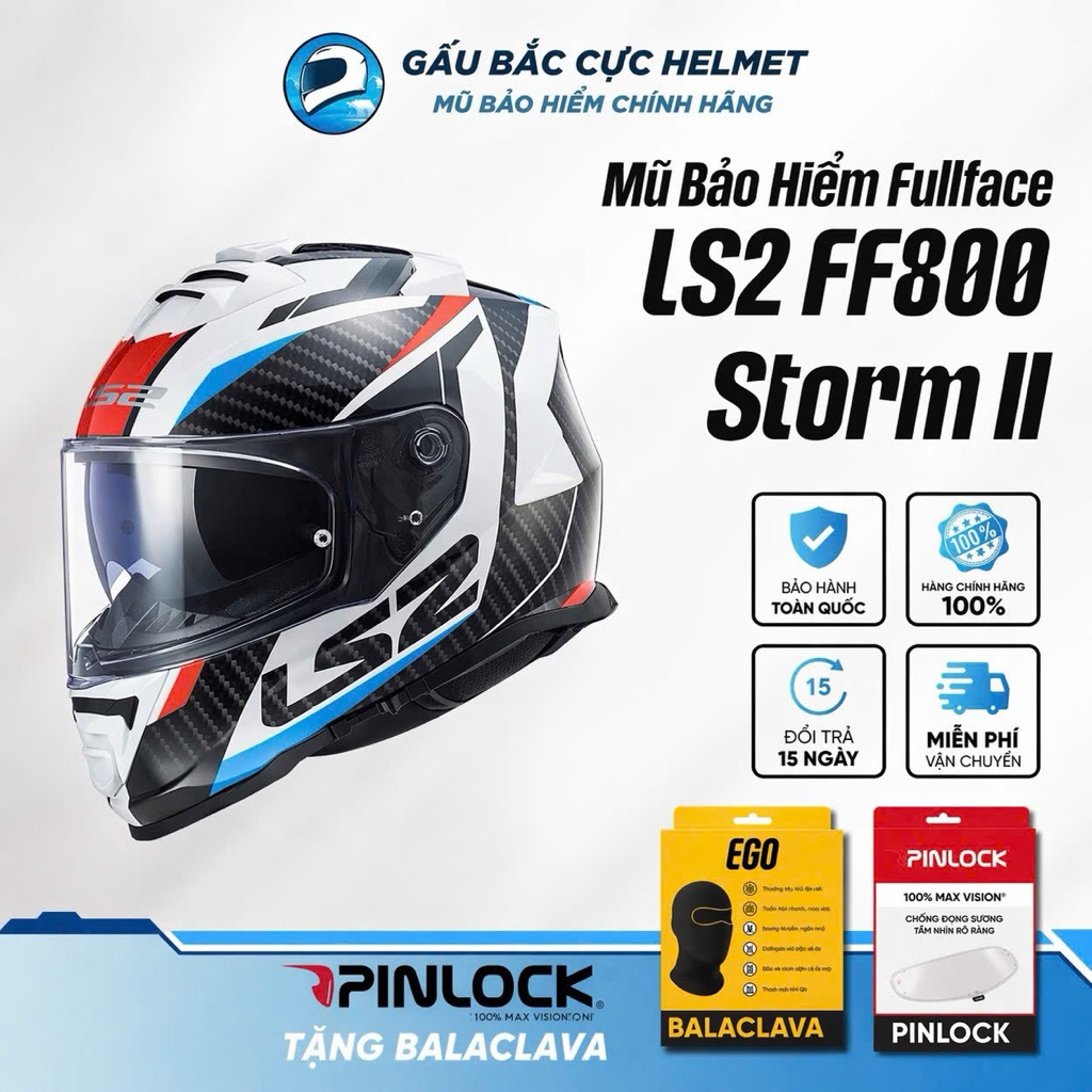Mũ bảo hiểm Fullface LS2 FF800 Storm 2 Kính – Chuẩn ECE, Chính Hãng