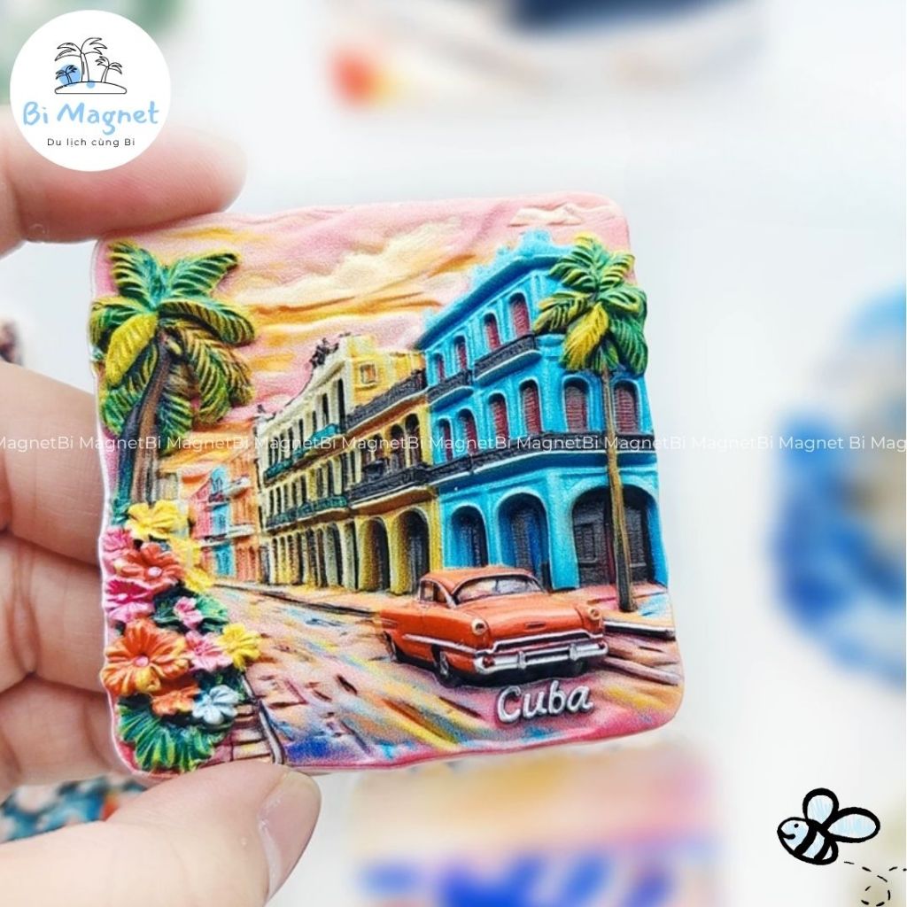[SẴN] Nam châm Dán Tủ lạnh Magnet Resin Cuba Quà lưu niệm Du lịch Havana Cuba Nam Mĩ
