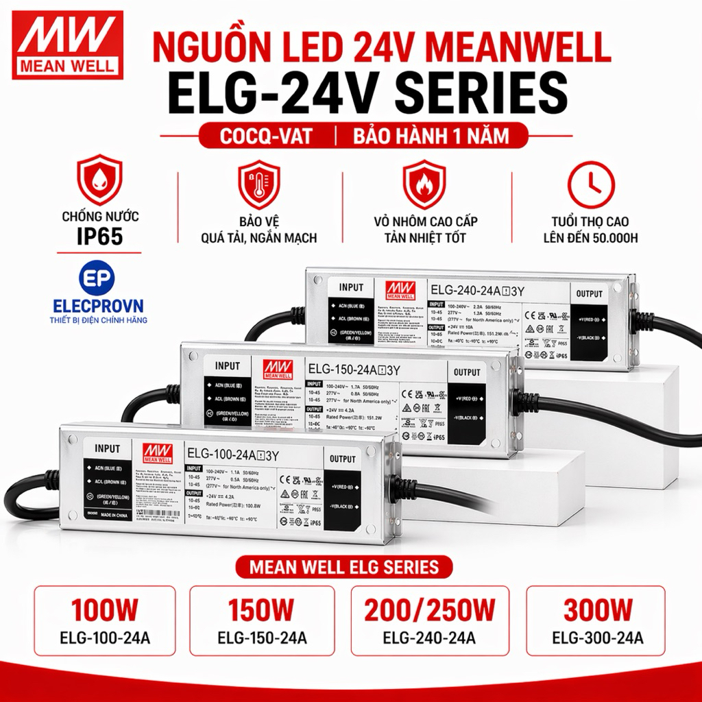 Nguồn Led 24V Meanwell ELG-240-24A,ELG-150-24A,ELG-300-24A