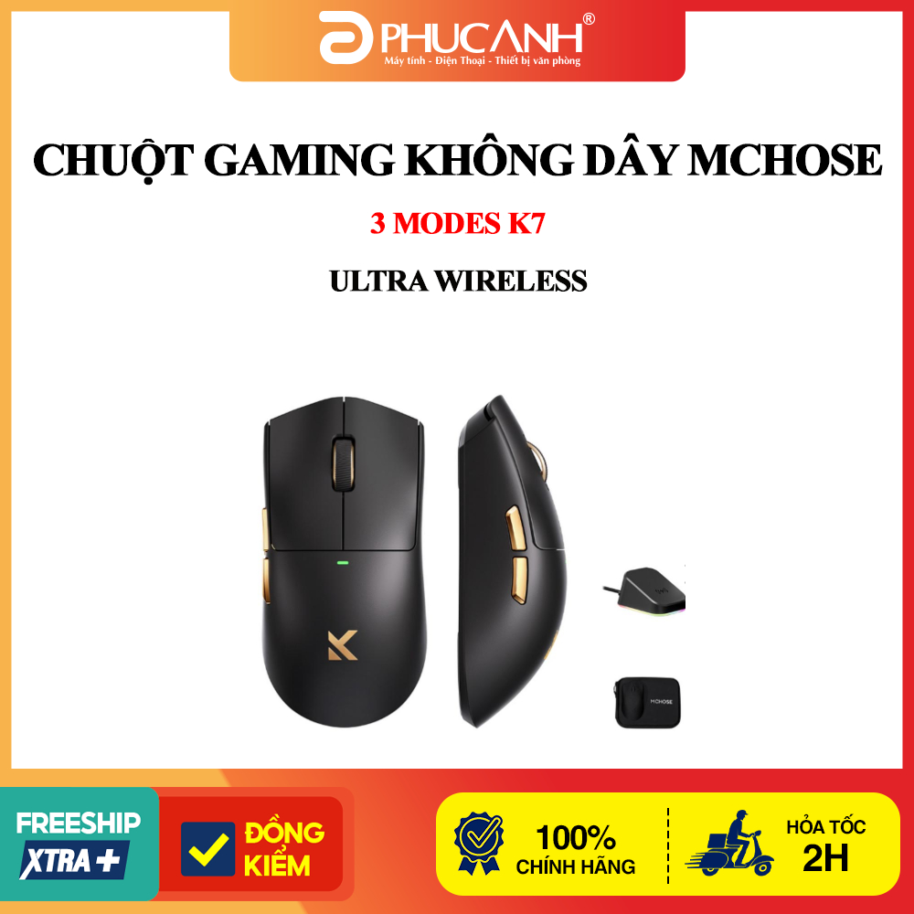 Chuột Gaming không dây MCHOSE 3 Modes K7 Ultra Wireless - Black