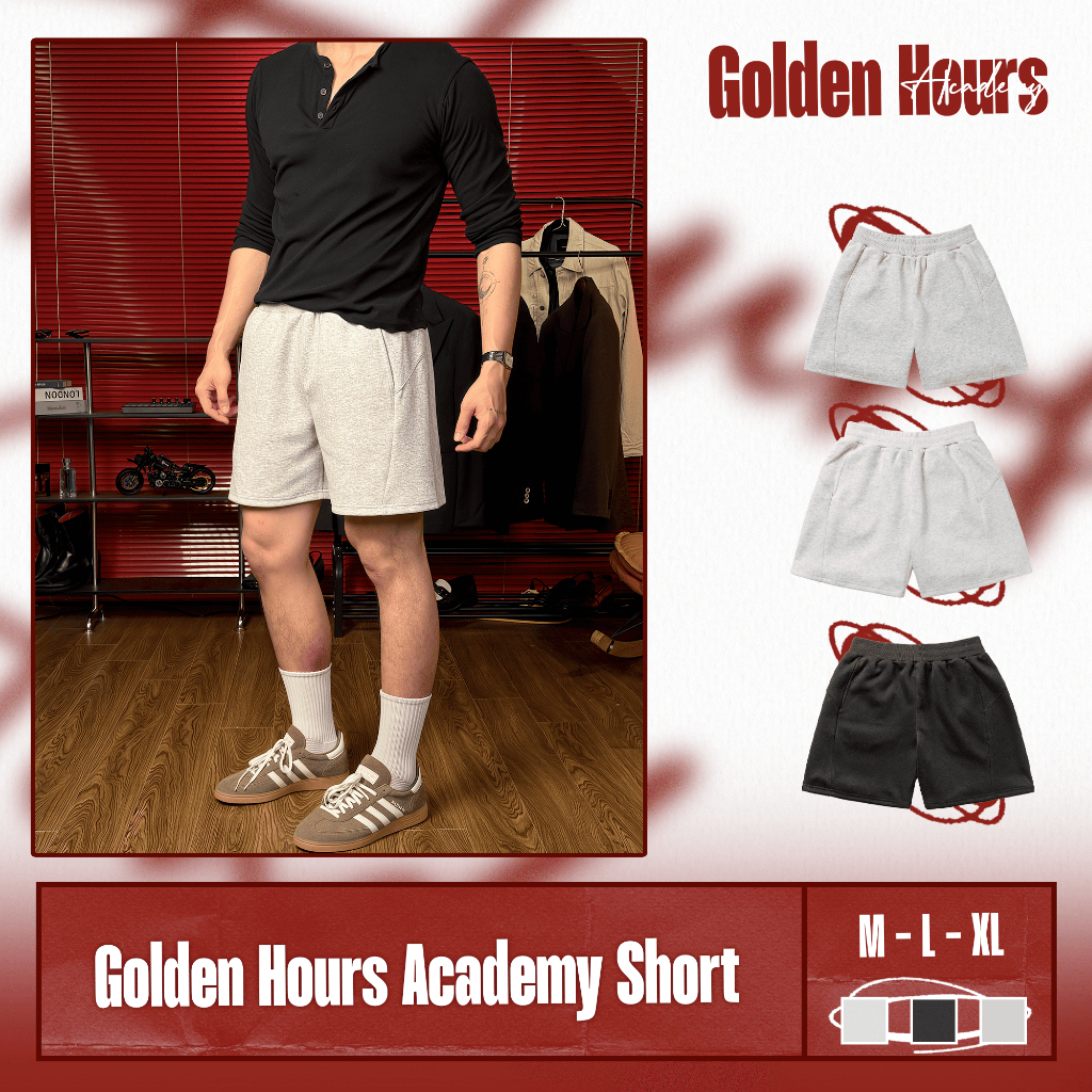 Q03 [Mở Bán] Quần Short Nỉ 2 Da Đẹp-Golden Hours Aceademy Short Unlimited Club