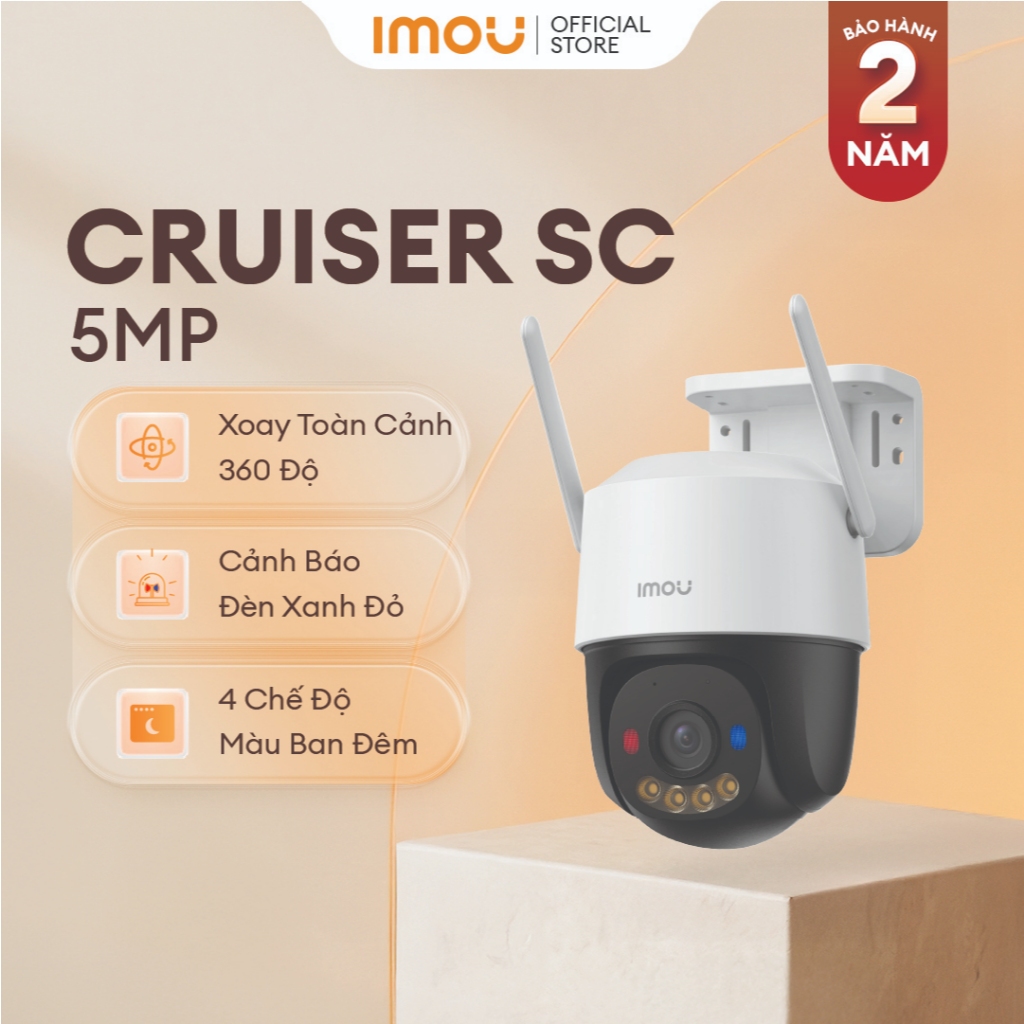 Camera Wifi ngoài trời Imou Cruiser SC I 3MP/5MP I IPC-K7FP-5H0WE I Đèn cảnh báo xanh đỏ I Đàm thoại