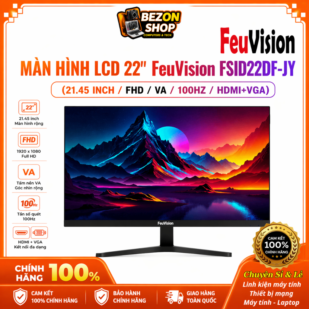 Màn Hình 22" FeuVision FSID22DFJY VA 100HZ FHD Chính hãng Phân phối