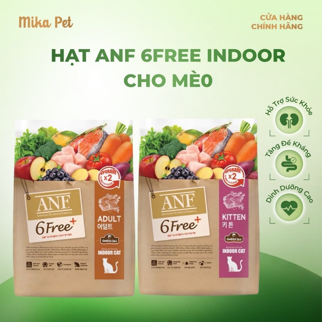 (1.6kg-2kg-5.6kg-6kg) Hạt ANF 6Free Indoor Cho Mèo Con và Trưởng Thành - MM