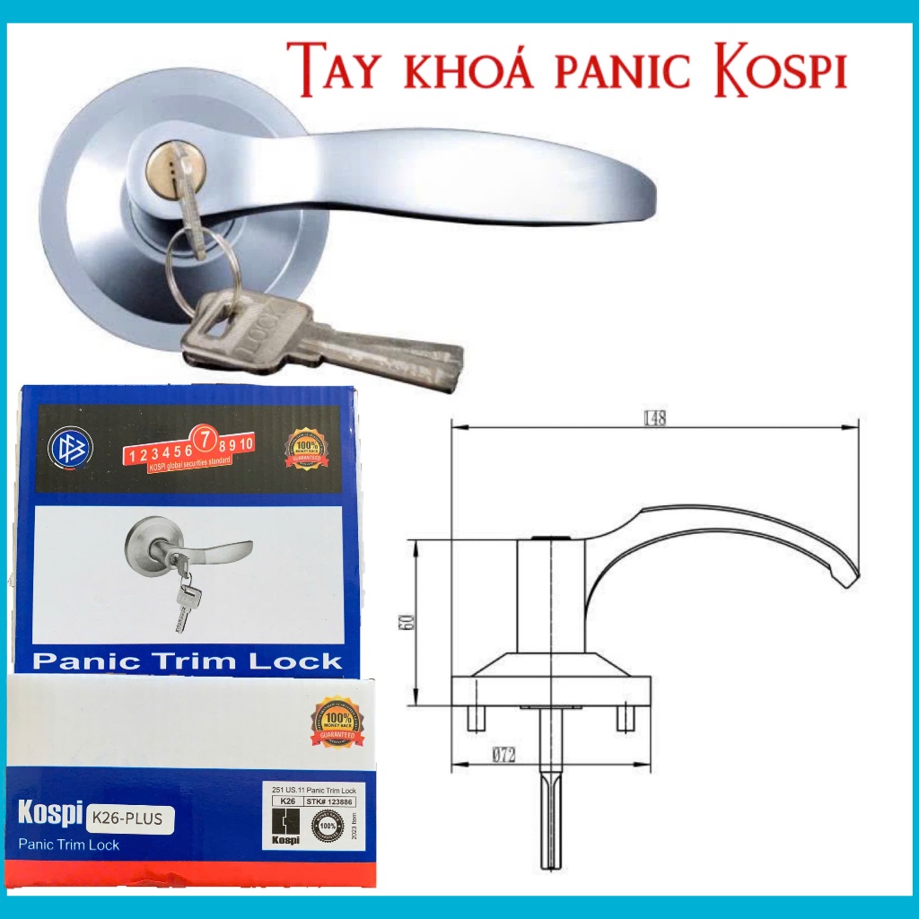 Khoá Liên Kết Thanh Thoát Hiểm Kospi K26-Plus. Tay khoá panic Hiệu Kospi Chính Hãng.