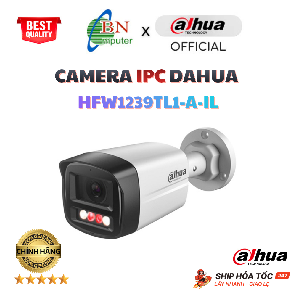 Camera IP dòng POE DAHUA DH-IPC-HFW1239TL1-A-IL 2MP THÂN có loa, mic, BAN ĐÊM HỒNG NGOẠI