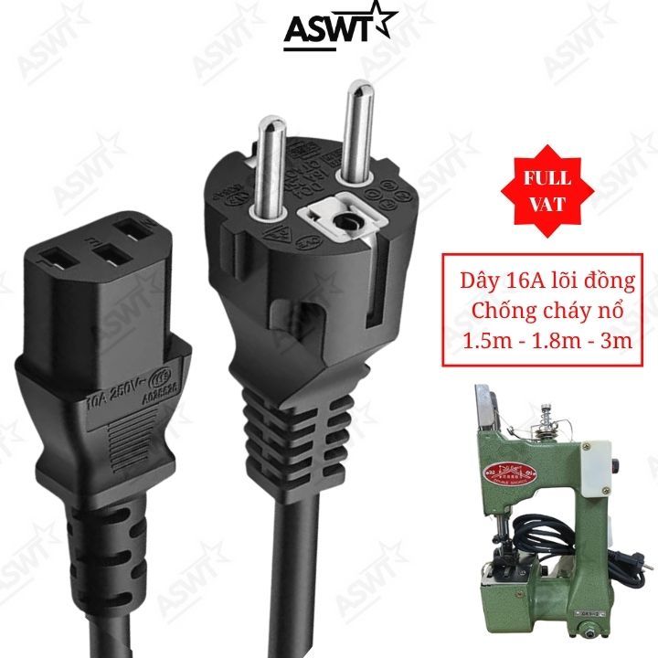 Dây điện nguồn cho máy may, máy khâu bao cầm tay GK9-2, GK26-1A dài 1.5m 3m 5m lõi đồng chống cháy n