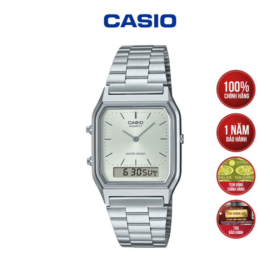 Đồng Hồ Casio Vintage AQ-230A-7AMQYDF Thiết Kế Kim-Số Kết Hợp - Hàng Chính Hãng