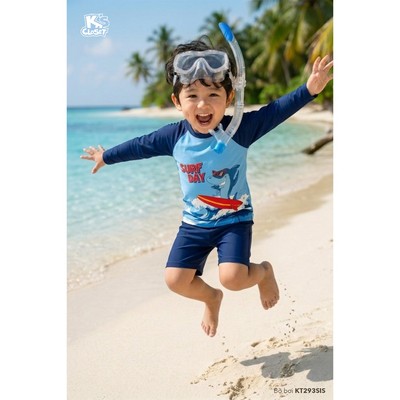 Bộ Đồ Bơi Cho Bé Trai K'S CLOSET Chất Liệu Polyester Áo Dài Tay Quần Sooc (2-14 tuổi) từ 8kg-46kg KT287SIS, KT291SIS