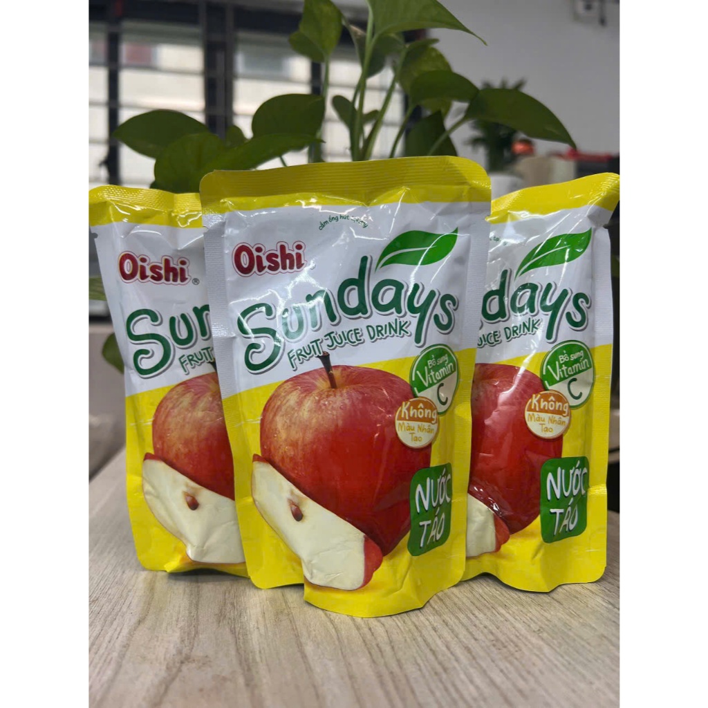Nước Ép Táo Oishi Sundays Túi 180ml – Bổ Sung Vitamin C, Vị Táo Tươi Mát, Tiện Lợi Mang Đi