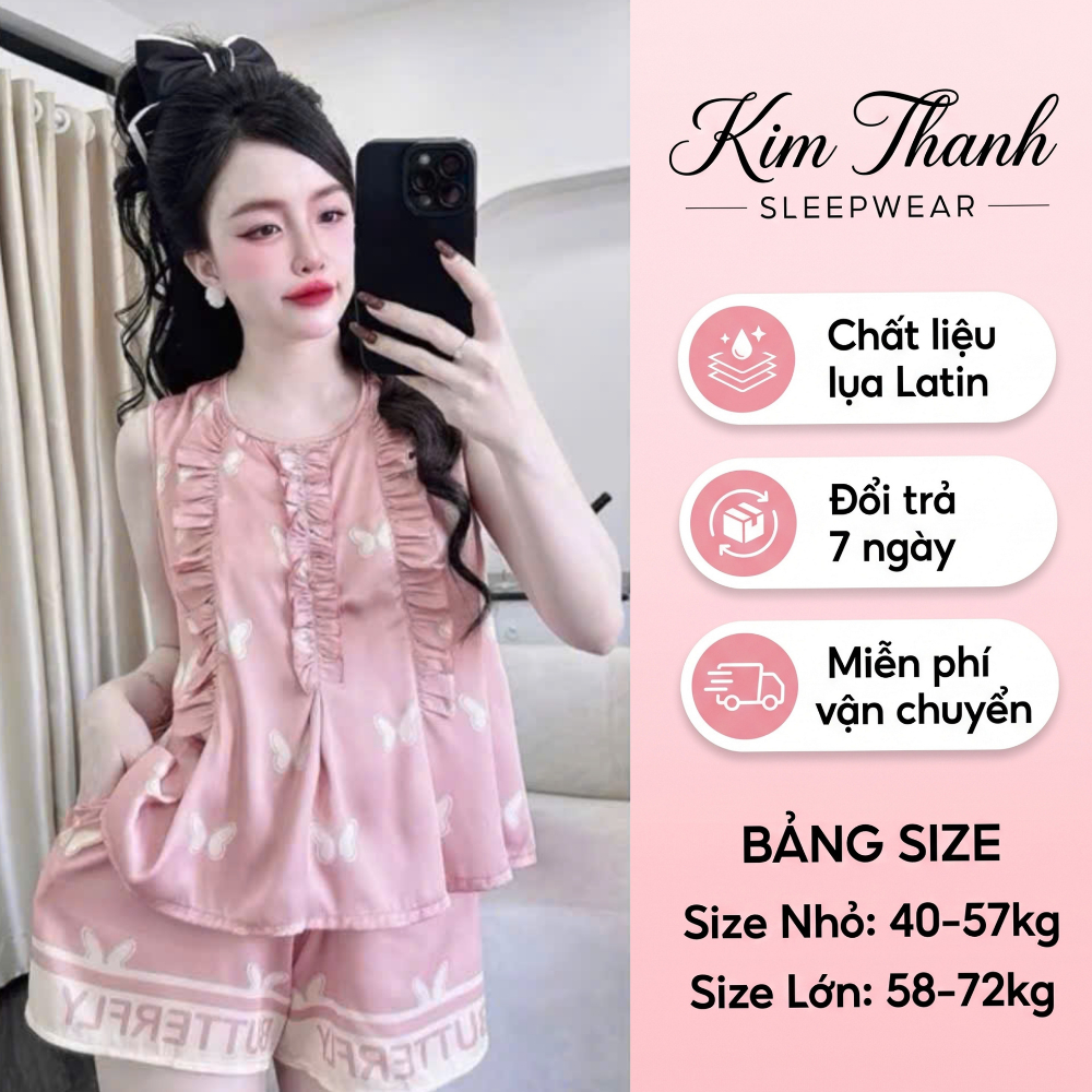 Set Pijama Sát Nách G2 Kim Thanh - Lụa Latin Cao Cấp Short Bông Áo Dây Quần Đùi Mát Mịn Size 40-75kg | BigBuy360 - bigbuy360.vn