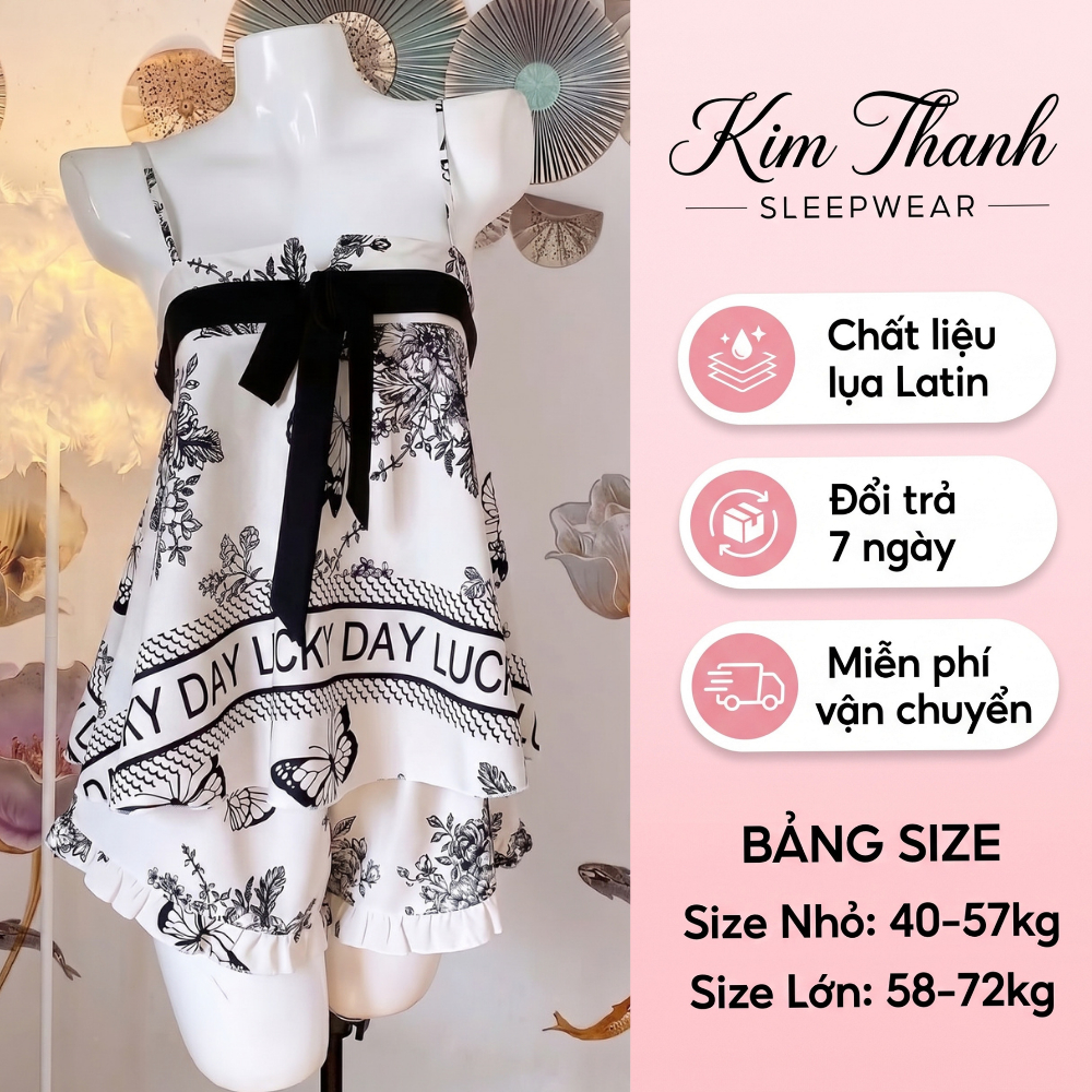 Đồ Ngủ 2 Dây Lụa Hàn L6 Kim Thanh - Short Bông Thiết Kế Cao Cấp Mềm Mịn Thoáng Mát Size 40-75kg | BigBuy360 - bigbuy360.vn