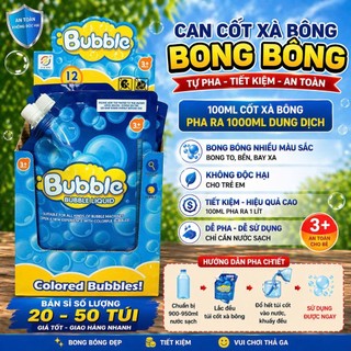 (BÁN SỈ) Sỉ 20-50 túi PARTY xà bông 100ml pha ra 1000ml nước xà bông sinh học dùng cho máy bóng bong bóng