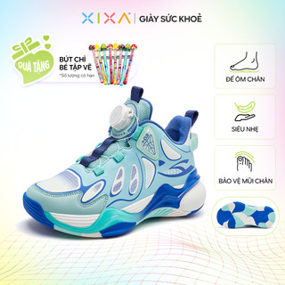 Giày bóng rổ indoor HOBIBEAR GS8572 Blue có khóa xoay thông minh và đế EVA siêu nhẹ