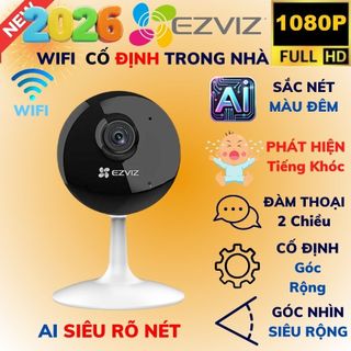 Camera wifi ezviz trong nhà h1c, c1c-b 2m 1080p góc siêu rộng, bảo hành chính hãng 24 tháng