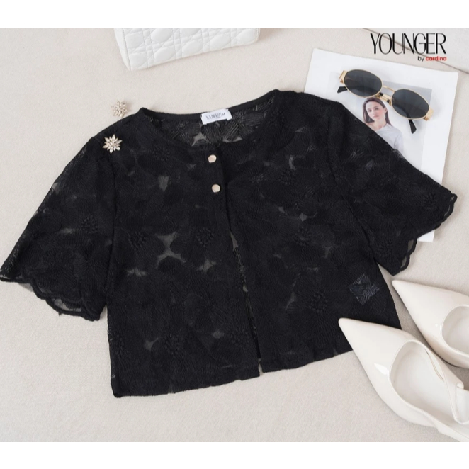 Áo khoác ren vạt chéo nữ Younger by Cardina dáng ngắn thời trang 5YARC11