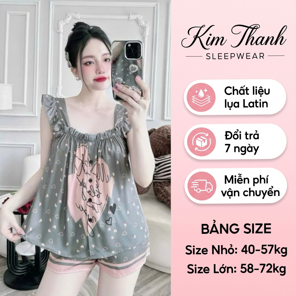 Bộ Đồ Ngủ 2 Dây X6 Kim Thanh - Pijama Lụa Latin Short Bông Mặc Nhà Mềm Mịn 9 Màu Size 40-72kg