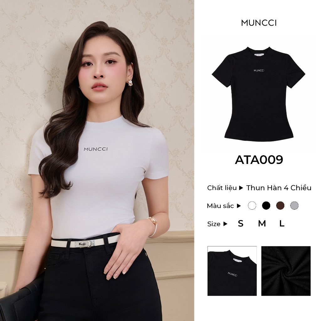 Áo Thun Nữ MUNCCI Cổ Tròn Chất Liệu Cotton Co Giãn 4 Chiều Cao Cấp Đủ Màu…