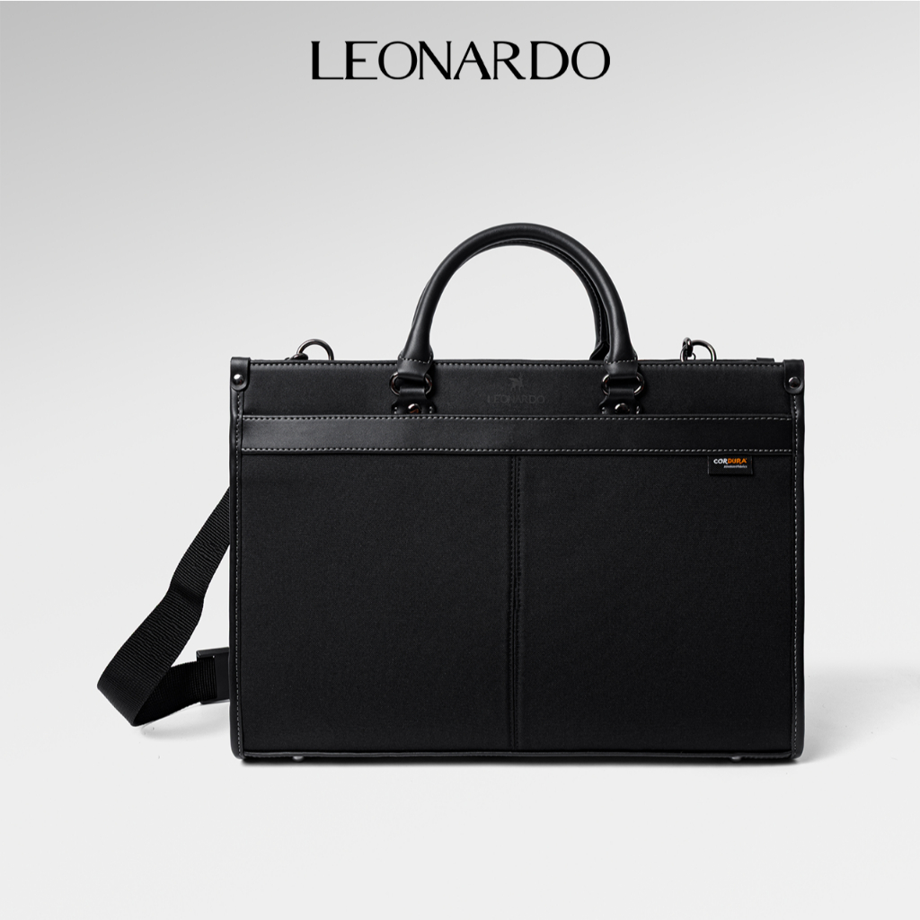 Túi Xách Công Sở Leonardo Becker Vải Cordura Phối Da Cao Cấp Chống Sốc Laptop Đi Làm