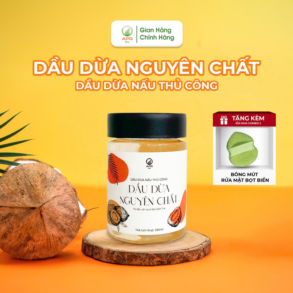Hũ Dầu Dừa Nấu Thủ Công APG ECO Chiết Xuất Từ Đặc Sản Bến Tre 250ML