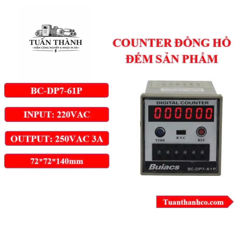 [LOẠI TỐT] Counter Bộ Đếm Sản Phẩm 220VAC BC-DP7-61P Hiệu Buiacs