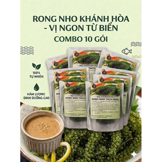 [COMBO 10 gói x 100g] Rong Nho Tách Nước Khánh Hoà- Nha Trang- Công Nghệ Tách Nước Tiêu Chuẩn Nhật Bản