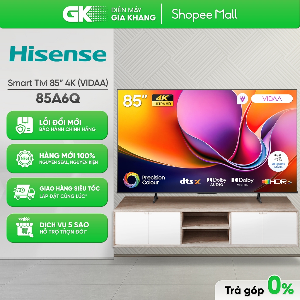 85A6Q | 75A6Q | 65A6Q | 55A6Q Smart Tivi Hisense 4K [Freeship HCM]