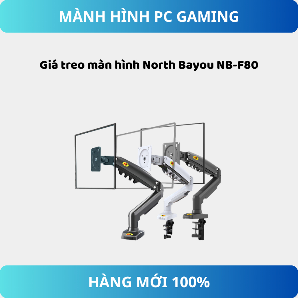 Arm màn hình NB F80 (Trắng/Đen) – 17–30 inch – Giá đỡ gắn bàn