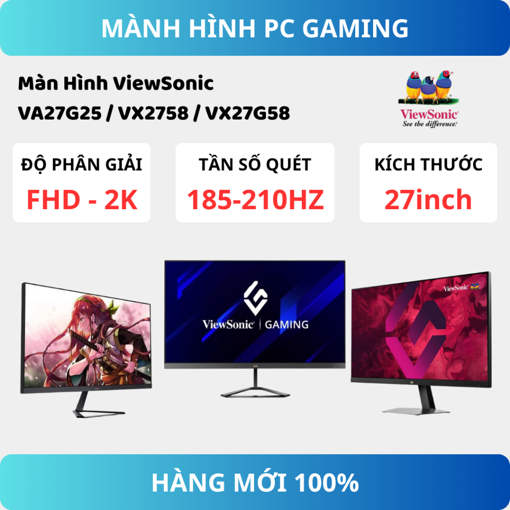 Màn Hình ViewSonic VA27G25 / VX2758 / VX27G58 – 27 inch – 2K (QHD) – 185Hz / 210Hz – Fast IPS – Gaming siêu mượt | BigBuy360 - bigbuy360.vn