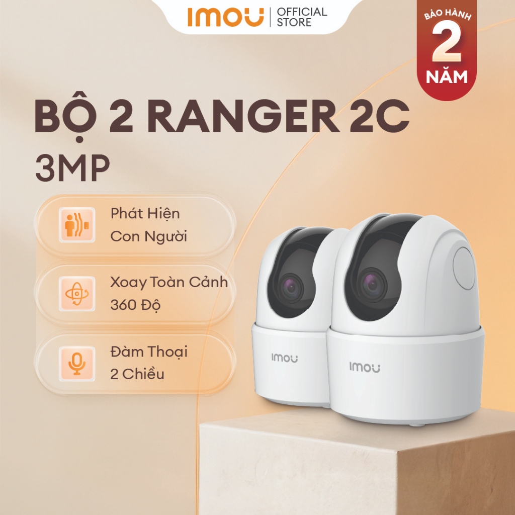 Bộ 02 Camera Wifi trong nhà Imou Ranger 2C (3MP) I Bảo hành 2 năm I TA32CP
