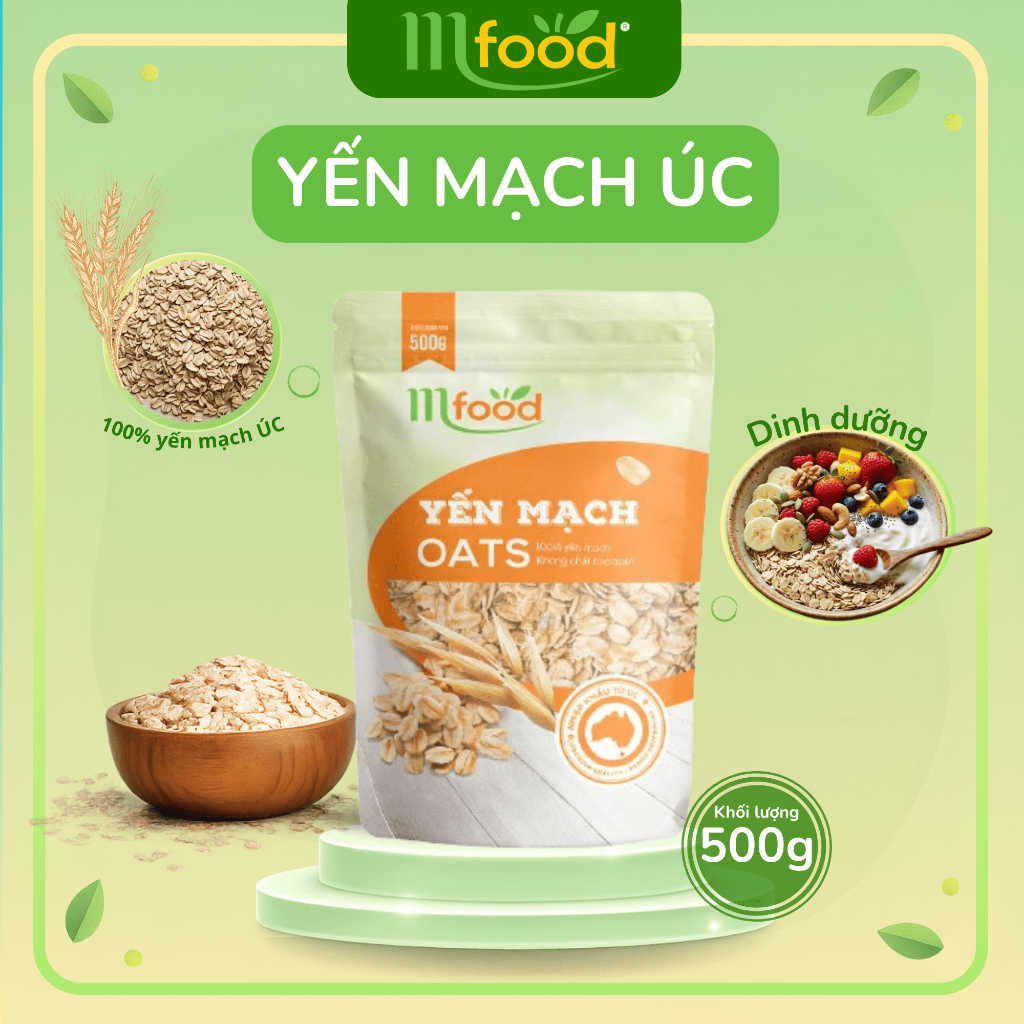 YẾN MẠCH NGUYÊN HẠT ÚC TÚI 500G THƯƠNG HIỆU MFOOD