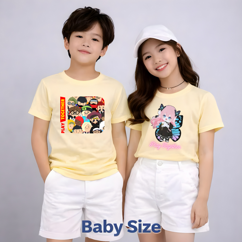 Áo Thun Màu Vàng In Hình Play Together Nhiều Mẫu Cực Xinh Dành Cho Các Bé