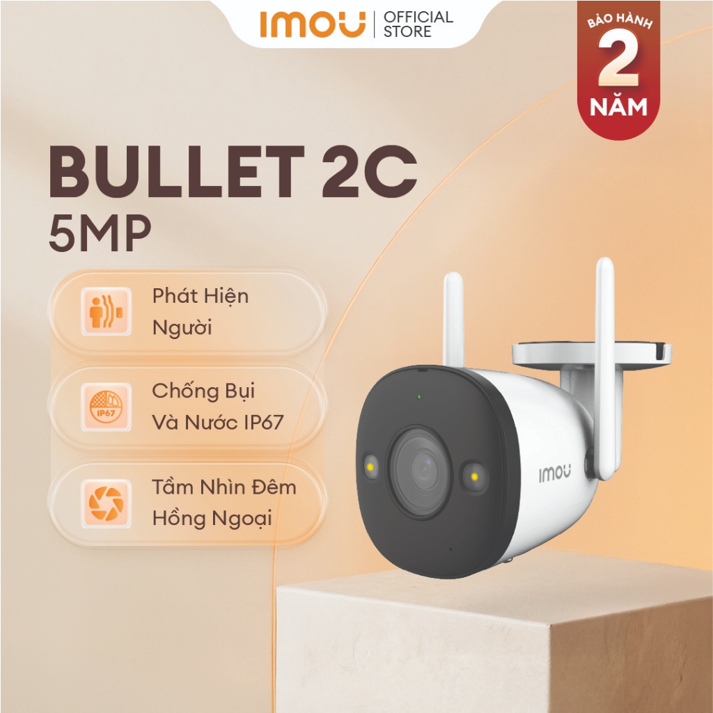 Camera Wifi ngoài trời Imou Bullet 2C I 3MP/5MP I IPC-F52P-D I Chống nước IP67