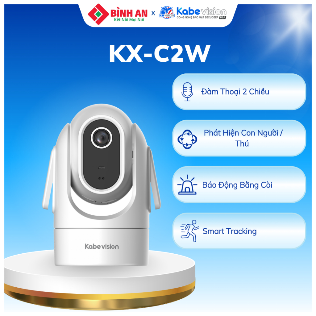 Camera wifi trong nhà KBVISION KX-C2W, xoay ngang 325 độ, xoay dọc đến 100 độ, phát hiện con người