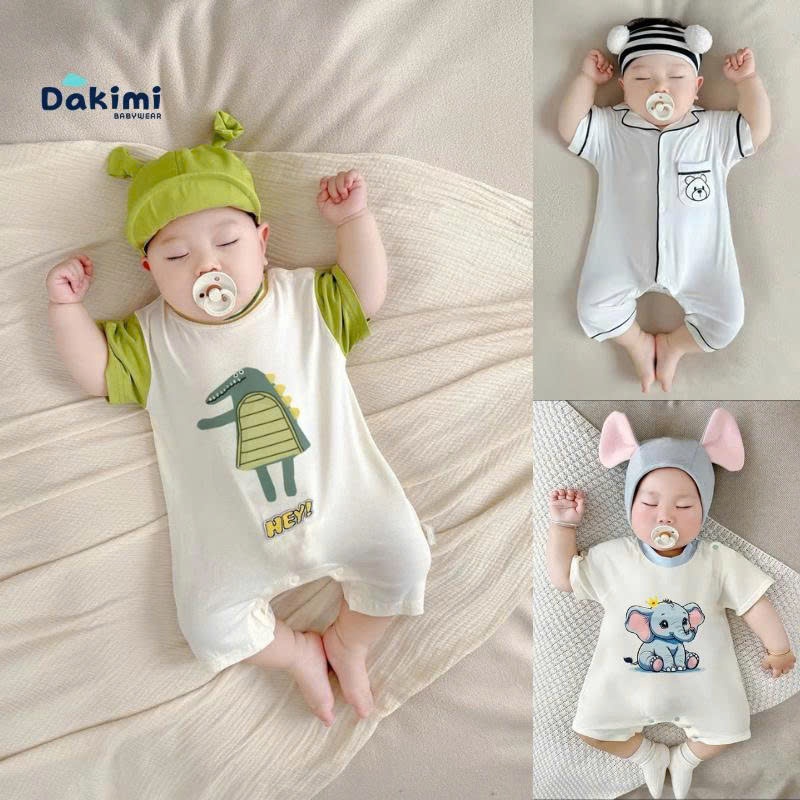 Bodysuit Khủng Long Dakimi BABYWEAR,Body đùi Hình Thú đáng yêu, đồ sơ sinh liền thân cho bé 0-12M