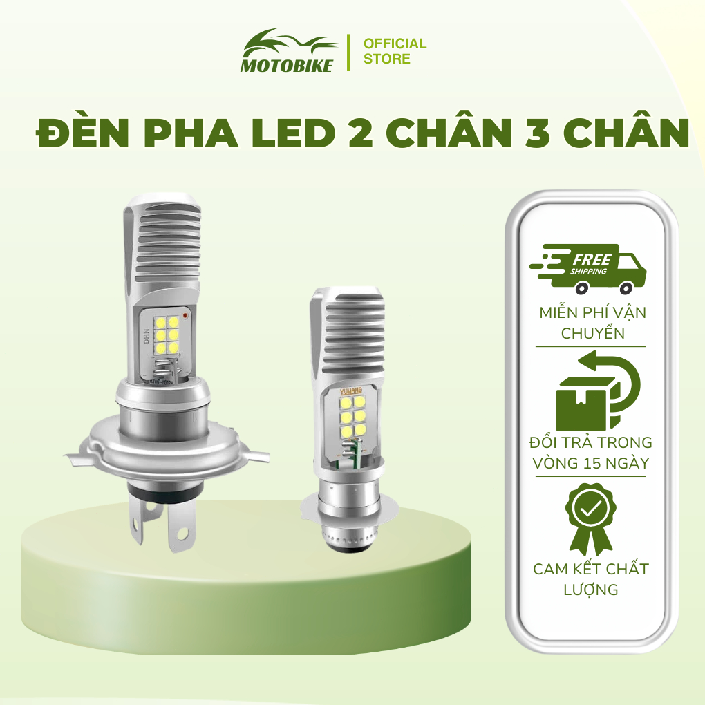 Bóng Đèn Pha LED 2 Chân/3 Chân Cho Xe Dream – Siêu Sáng, Dễ Lắp