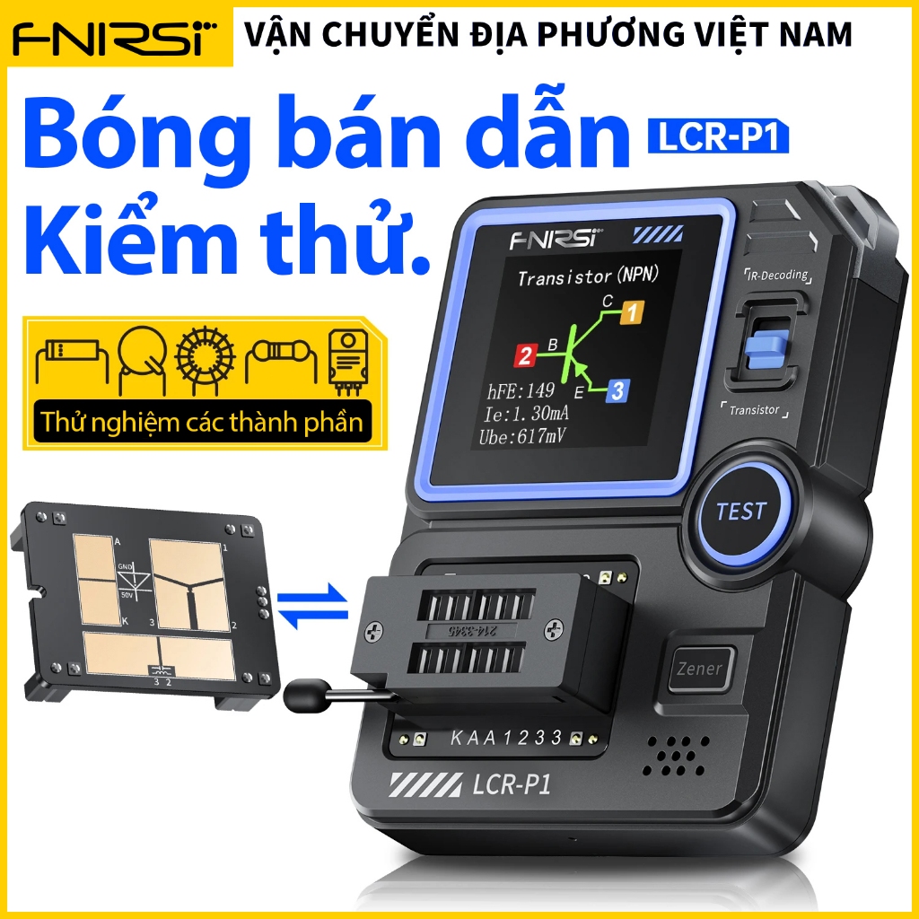 FNIRSI LCR-P1 Transistor Tester Diode Triode Capacitance Resistance Meter LCR ESR Meter NPN PNP MOSF