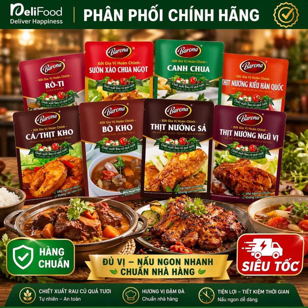 Barona - Gia vị nấu ăn Đủ Vị – Bò Kho/Thịt Nướng/Canh Chua/Cá Kho - Nấu Ngon Nhanh Chuẩn Nhà Hàng