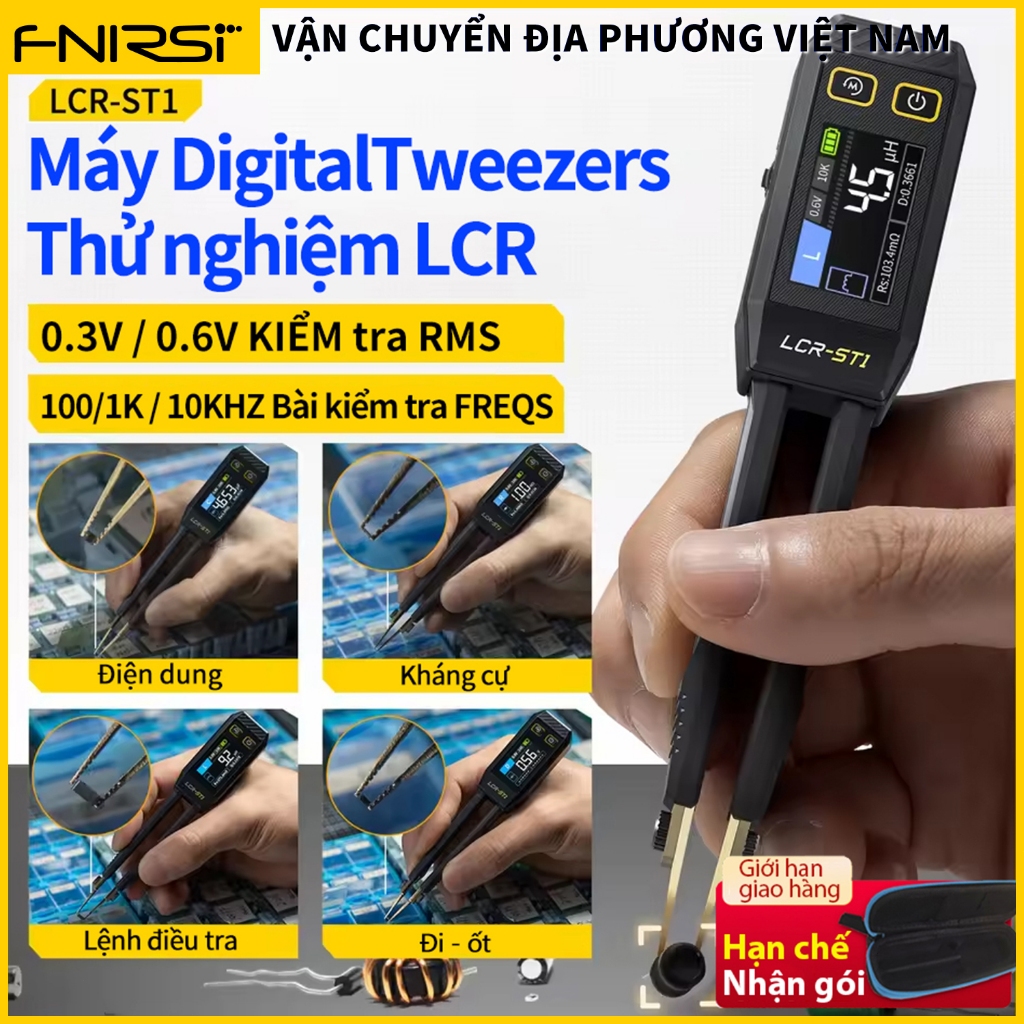 Fnirsi LCR-ST1 Nhíp thông minh Mini LCR SMD ESR Máy kiểm tra điện trở Điện dung Cảm ứng Công cụ đo k