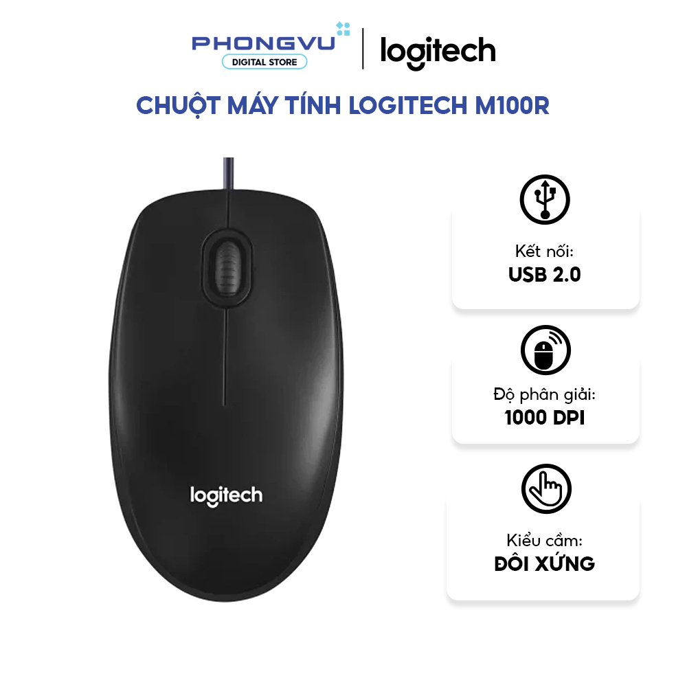Chuột máy tính Logitech M100r - Bảo hành 36 tháng