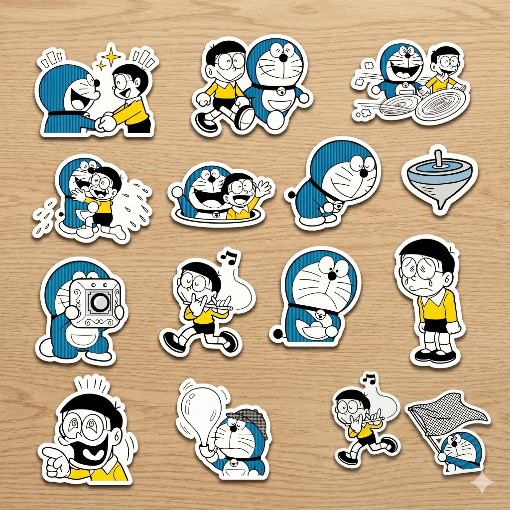 Set 24 sticker Doraemon's Silent Animations CHỐNG NƯỚC TooYoo ST0081