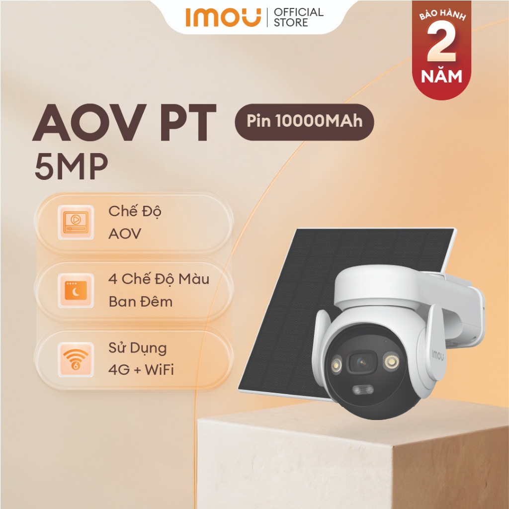 IMOU Camera  Kết nối Wi-Fi & 4G AOV PT I 5MP I IPC-B7ED-5M0TEA-EU I 10000mAh I with tấm pin