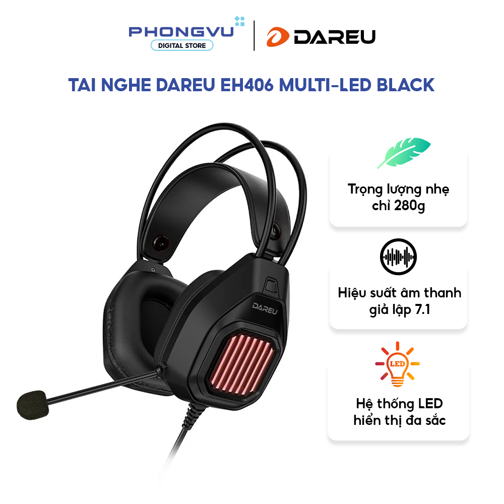 Tai nghe DAREU EH406 MULTI-LED Black - Bảo hành 12 tháng