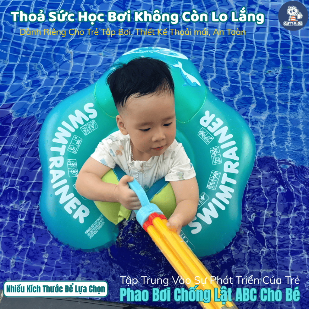 Phao Bơi trẻ em Chống Lật GutyKids, áo phao cho bé ABC Chính Hãng Hỗ Trợ Trẻ Em Tập Bơi 0-6 Tuổi